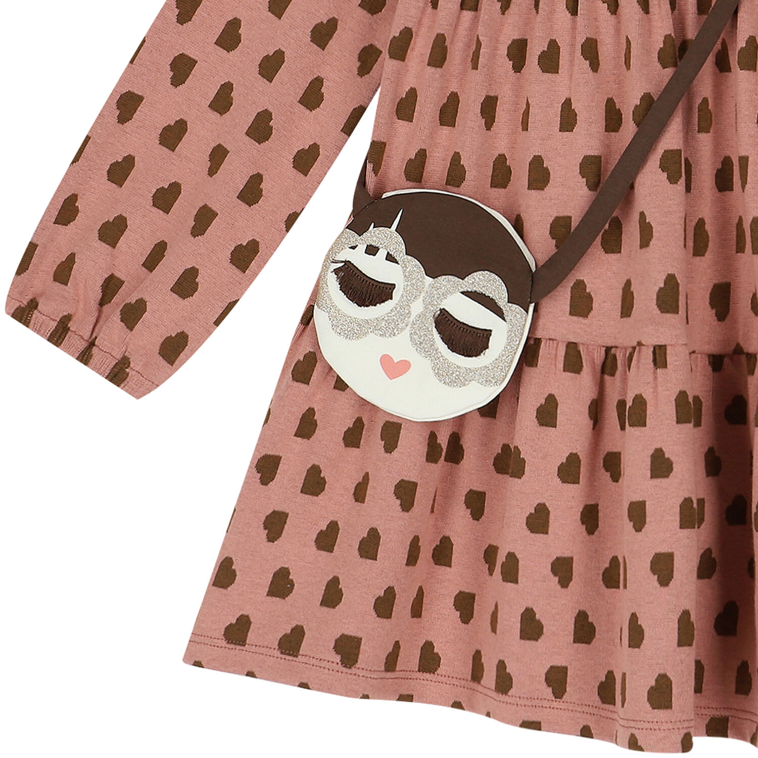 Girls Pink Heart Dress & Bag Set, 3, hi-res image number null